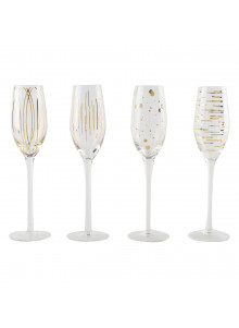 Mikasa Cheers Metallic Gold Set Of 4 Flute Glasses