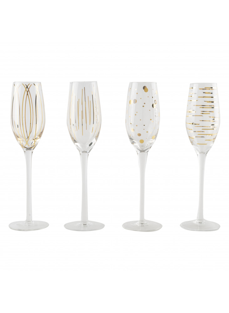 Mikasa Cheers Metallic Gold Set Of 4 Flute Glasses