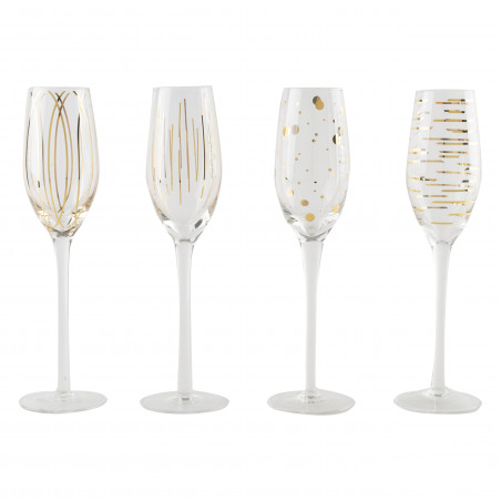 Mikasa Cheers Metallic Gold Set Of 4 Flute Glasses