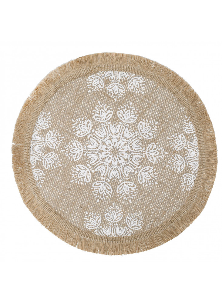 Creative Tops Hessian Placemats, Set of 4, White Mandala Design