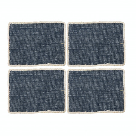 Creative Tops Rectangular Jute Placemats, Set of 4, Navy Blue