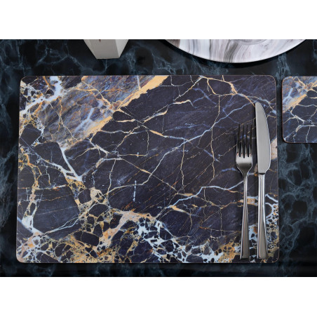 Creative Tops Navy Marble Design Pack Of 4 Large Premium Placemats