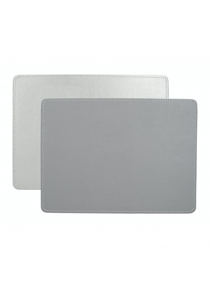 Creative Tops Naturals Premium Pack Of 4 Faux Leather Placemats Metalic Silver