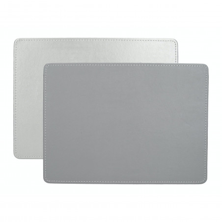 Creative Tops Naturals Premium Pack Of 4 Faux Leather Placemats Metalic Silver