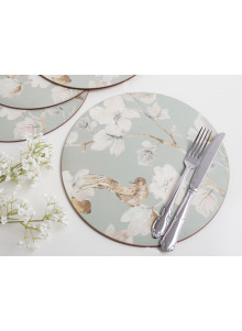 Creative Tops Duck Egg Floral Pack Of 4 Round Premium Placemats