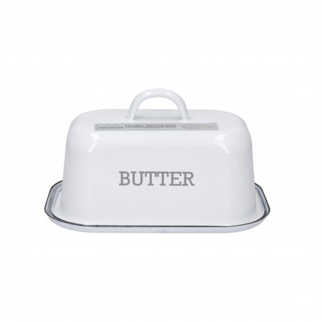 Living Nostalgia Vintage-Style Enamel Butter Dish with Lid