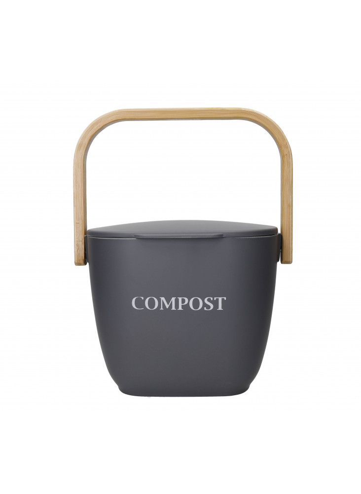 Natural Elements Bamboo Kitchen Compost Bin, Grey