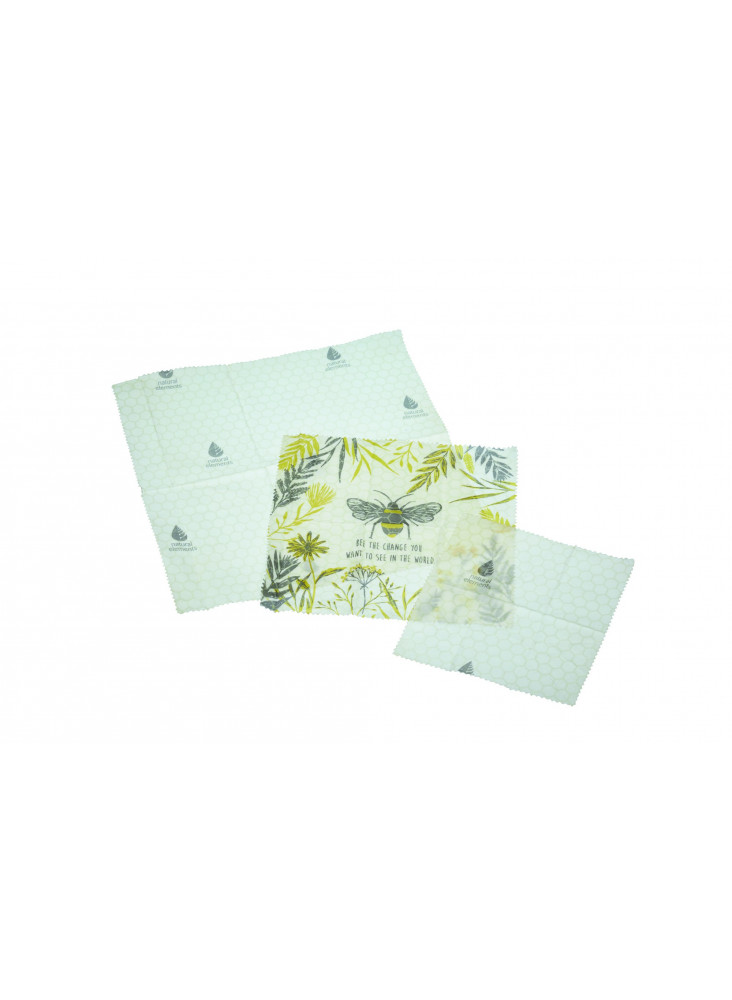 Natural Elements Eco-Friendly Set of 3 Beeswax Food Wraps