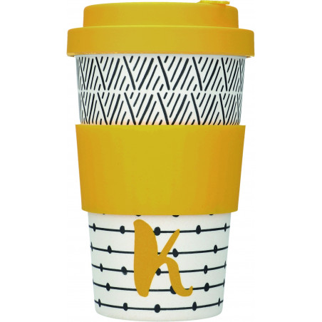 KitchenCraft 410ml Bamboo Letter "K" Reuseable Mug