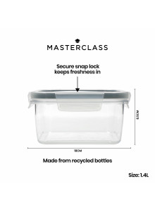 MasterClass Eco Snap 1.4L Square Food Storage Container