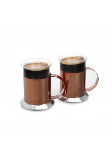 La Cafetière Set Of 2 Copper Effect Coffee Mugs