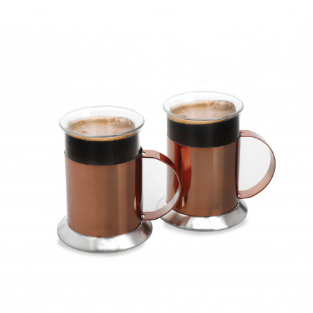 La Cafetière Set Of 2 Copper Effect Coffee Mugs