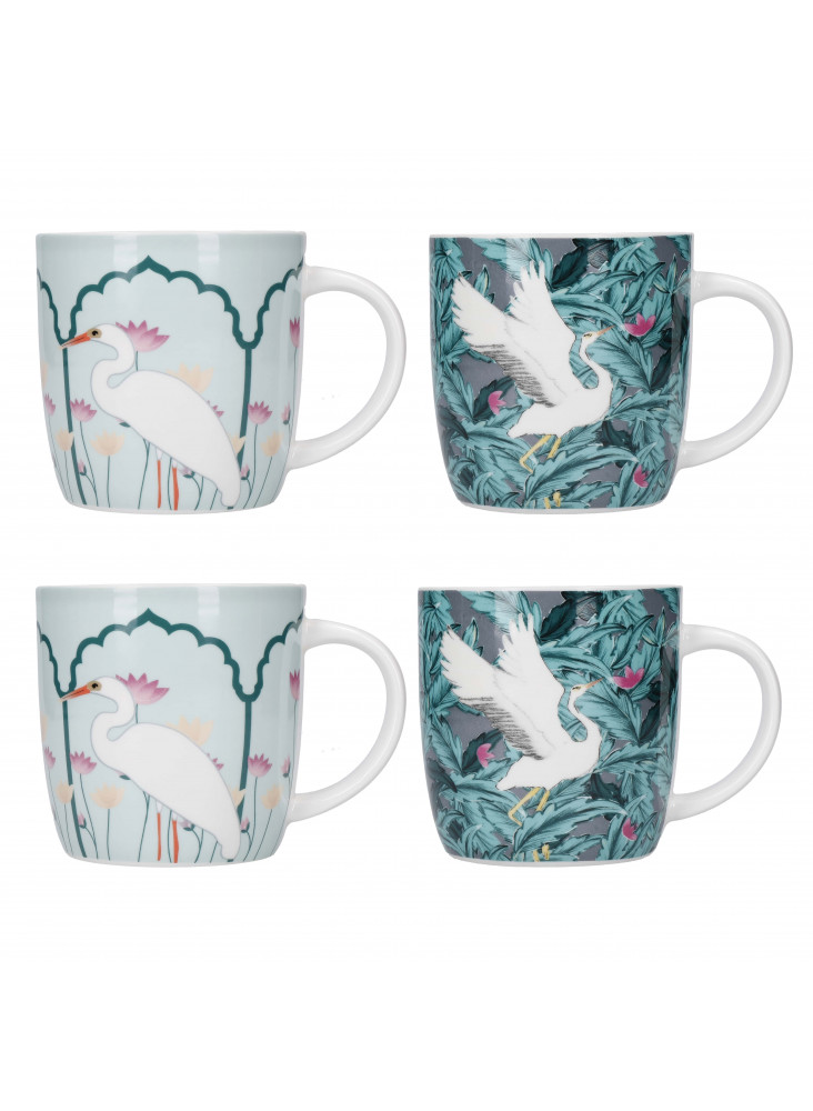 KitchenCraft Barrel Mug Set - Exotic Crane Design