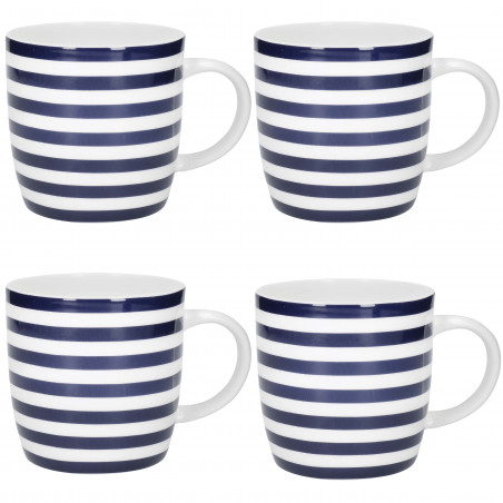 KitchenCraft Barrel Mug Set - Nautical Stripe Design