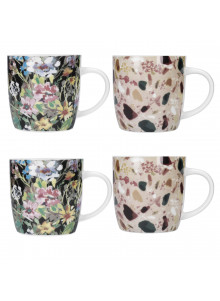 KitchenCraft Barrel Mug Set - Terrazzo Floral Design