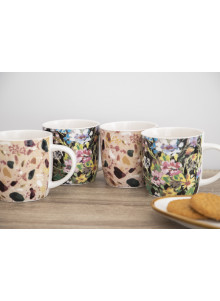 KitchenCraft Barrel Mug Set - Terrazzo Floral Design