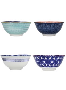 KitchenCraft Set of 4 Bowls - Blues Design