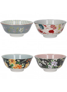 KitchenCraft Set of 4 Bowls - Floral Design