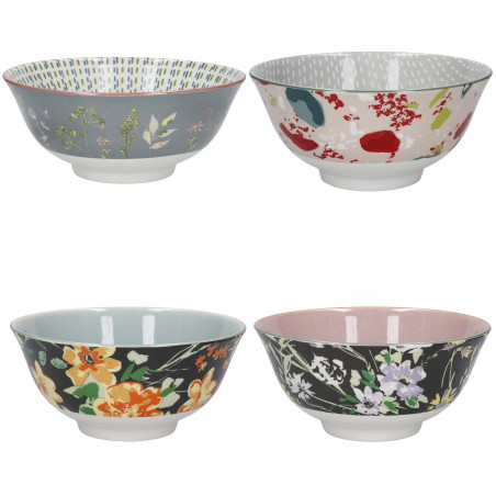 KitchenCraft Set of 4 Bowls - Floral Design