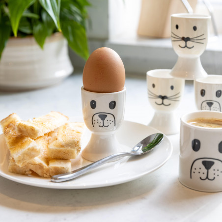 KitchenCraft Set Of 4 Egg Cups - Cat and Dog