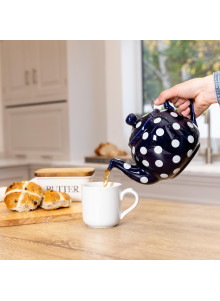 London Pottery Farmhouse 4 Cup Teapot Blue With White Spots