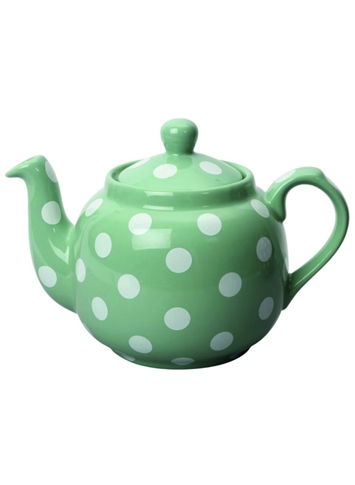 London Pottery Farmhouse 4 Cup Teapot Green With White Spots