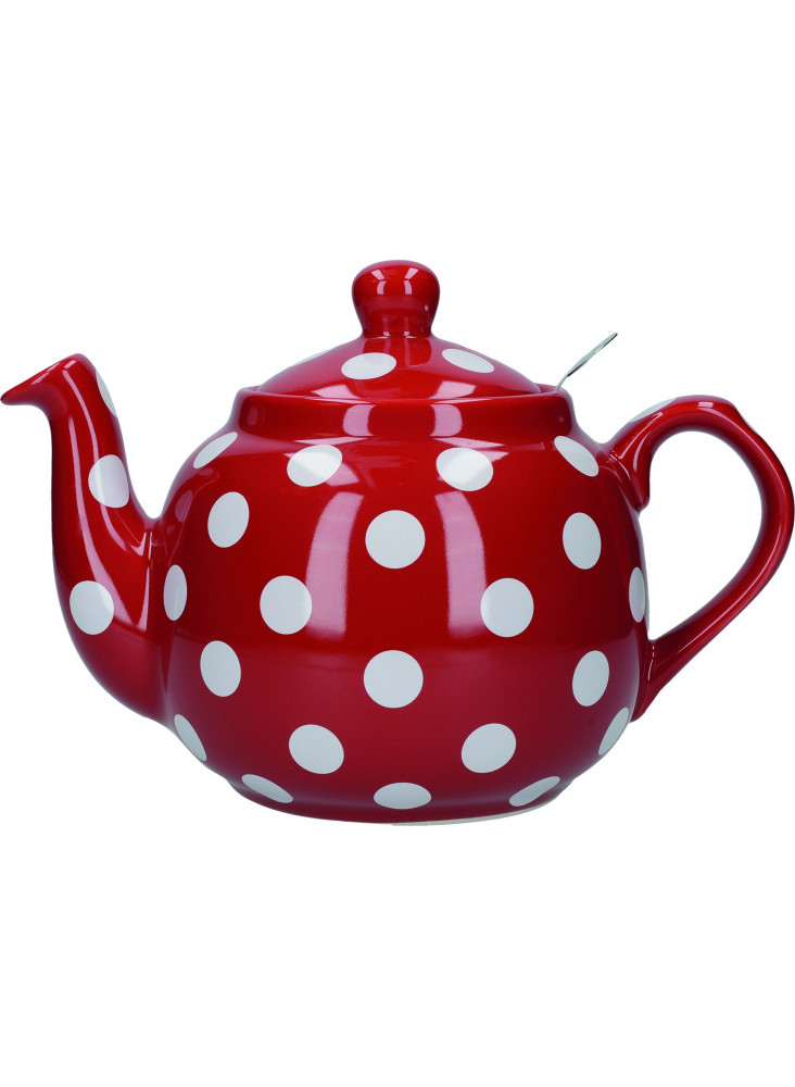 London Pottery Farmhouse 4 Cup Teapot Red With White Spots