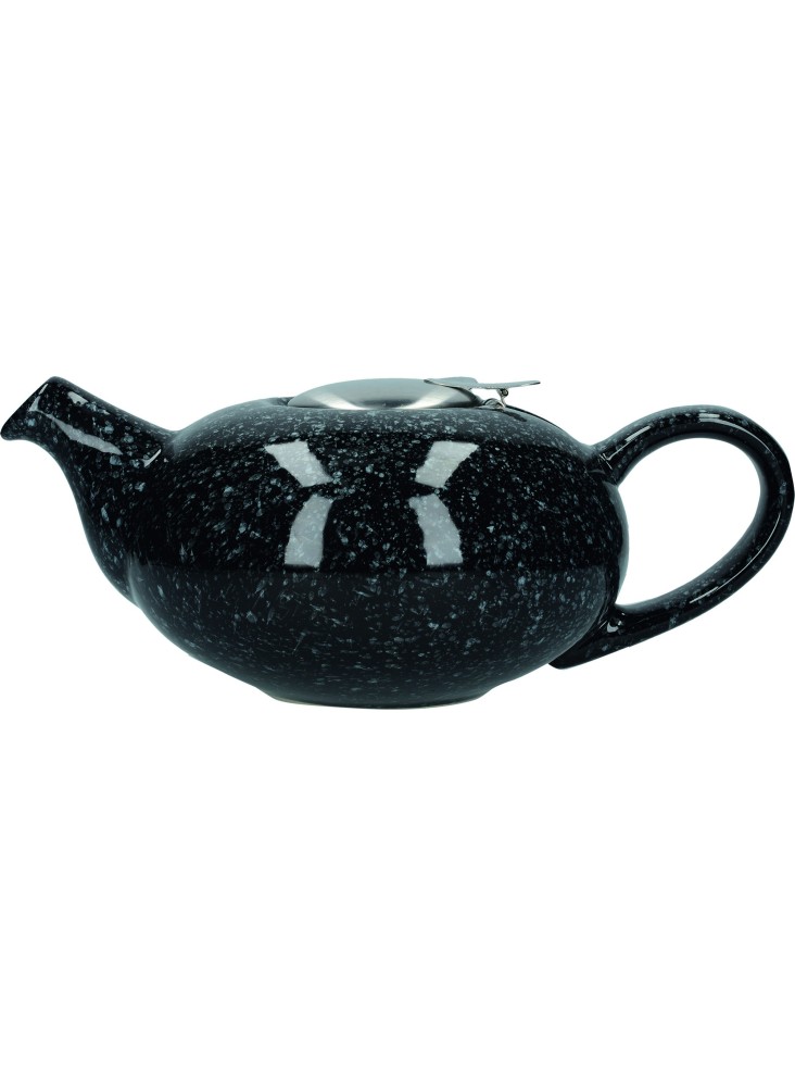 London Pottery Pebble Filter 4-Cup Flecked Black Teapot