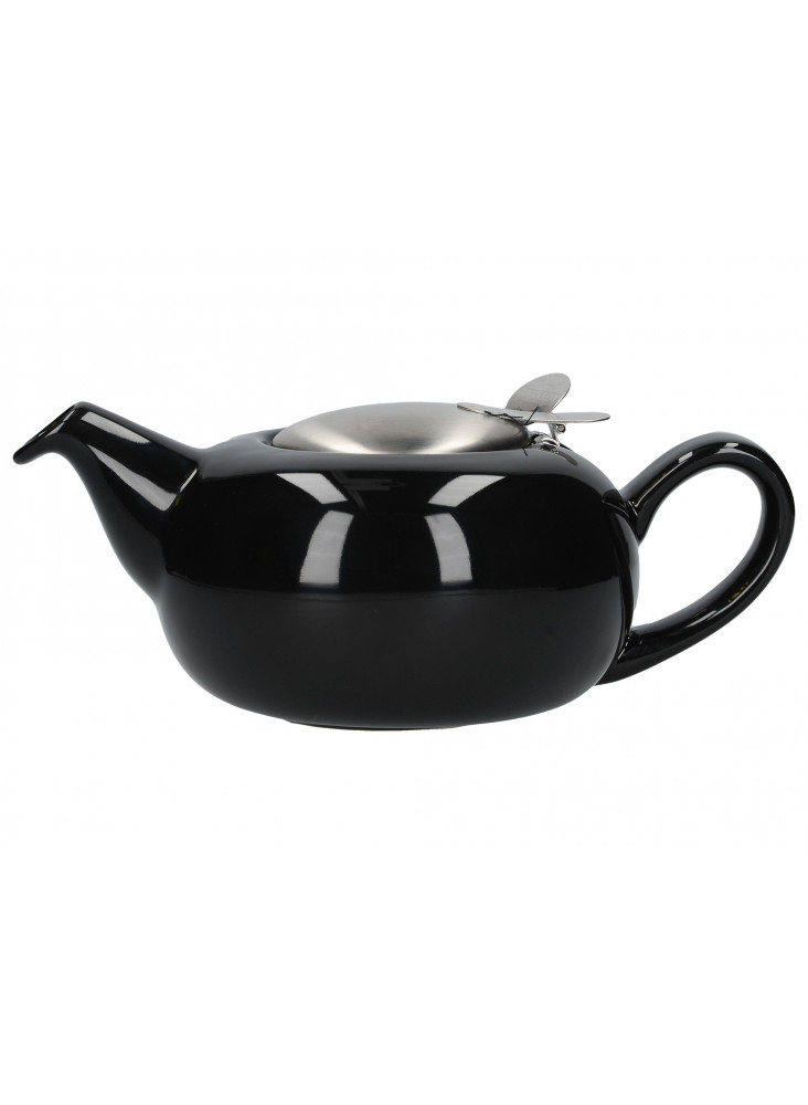 London Pottery Pebble Filter 4-Cup Gloss Black Teapot