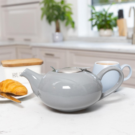 London Pottery Pebble Filter 4-Cup Light Grey Teapot