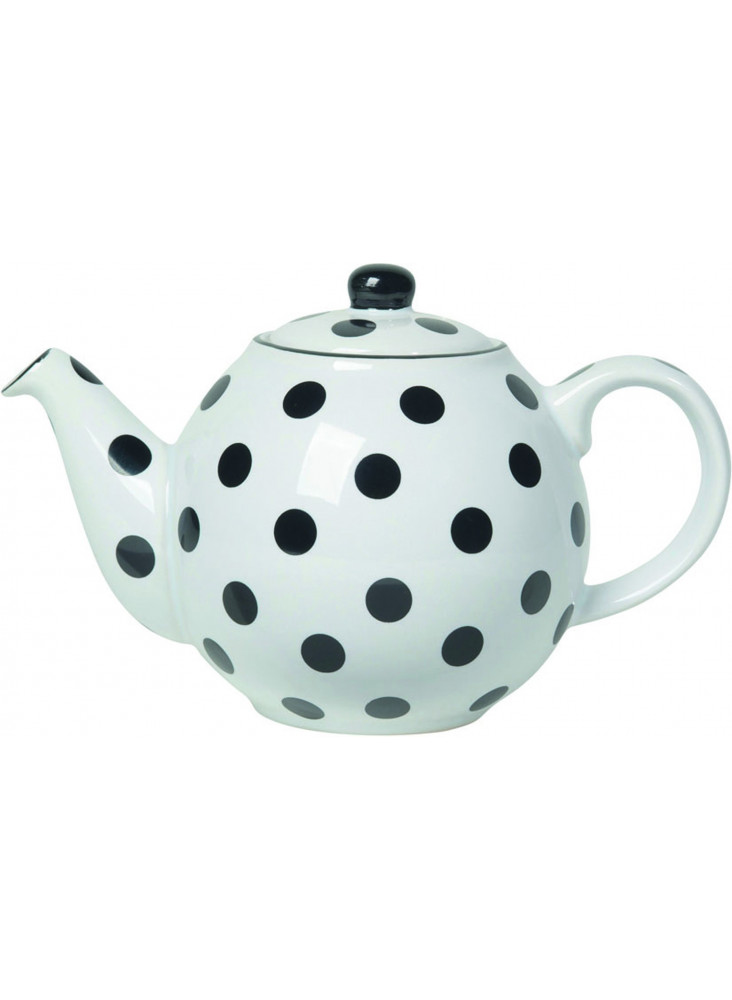 London Pottery Globe 2 Cup Teapot White With Black Spots