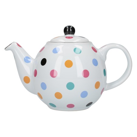 London Pottery Globe 6 Cup Teapot White With Multi Spots