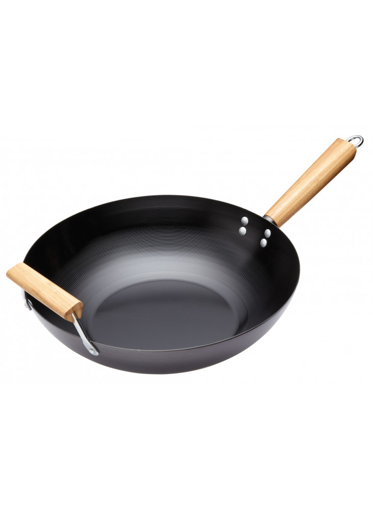 World of Flavours Oriental Carbon Steel 35cm Non-Stick Wok