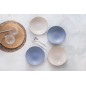 KitchenCraft Set of 4 Glazed Stoneware Pasta Bowls - Blue / Cream