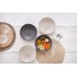 KitchenCraft Set of 4 Glazed Stoneware Pasta Bowls - Embossed Grey / Black