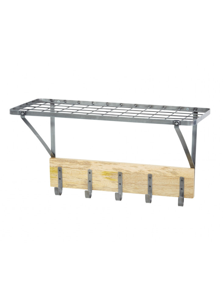 Industrial Kitchen Wall-Mounted Shelf with Hooks