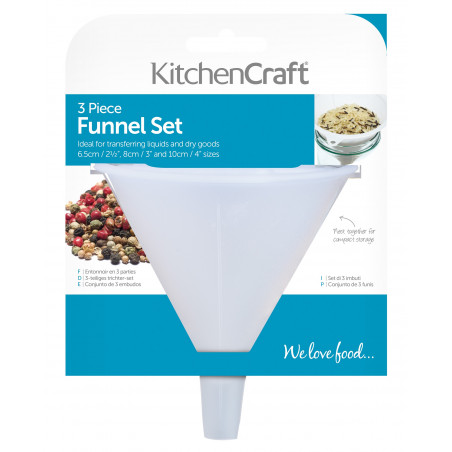 KitchenCraft Set of 3 Polypropylene Food Safe Funnels