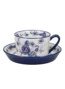 London Pottery Blue Rose Teacup and Saucer