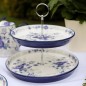London Pottery Blue Rose Ceramic Two-Tier Cake Stand
