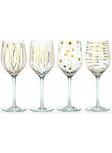 Mikasa Cheers Metallic Gold Set Of 4 14Oz Wine Glasses