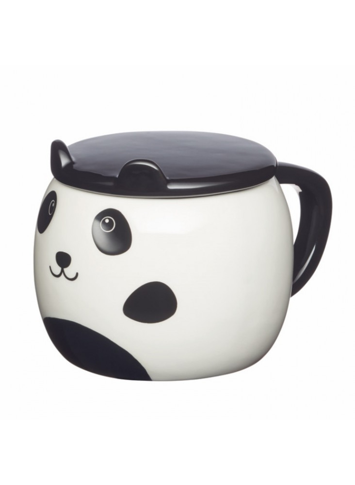 KitchenCraft Painted Ceramic Novelty Panda Mug with Lid