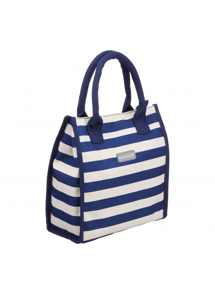 KitchenCraft Lulworth 4 Litre Blue Stripe Lunch / Snack Cool Bag