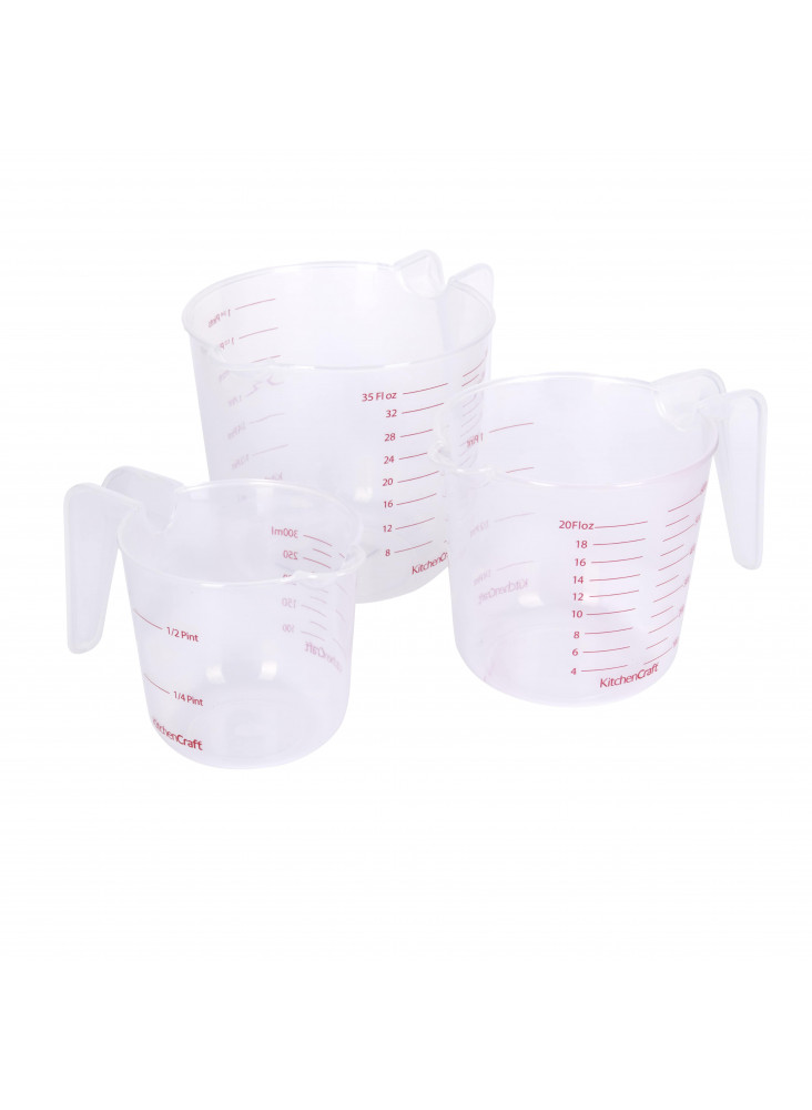 KitchenCraft Set of 3 Plastic Measuring Jugs