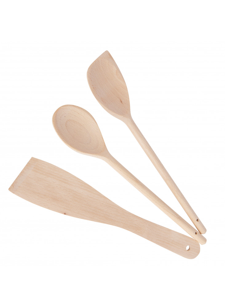 KitchenCraft Set of Three Beech Wood Utensils