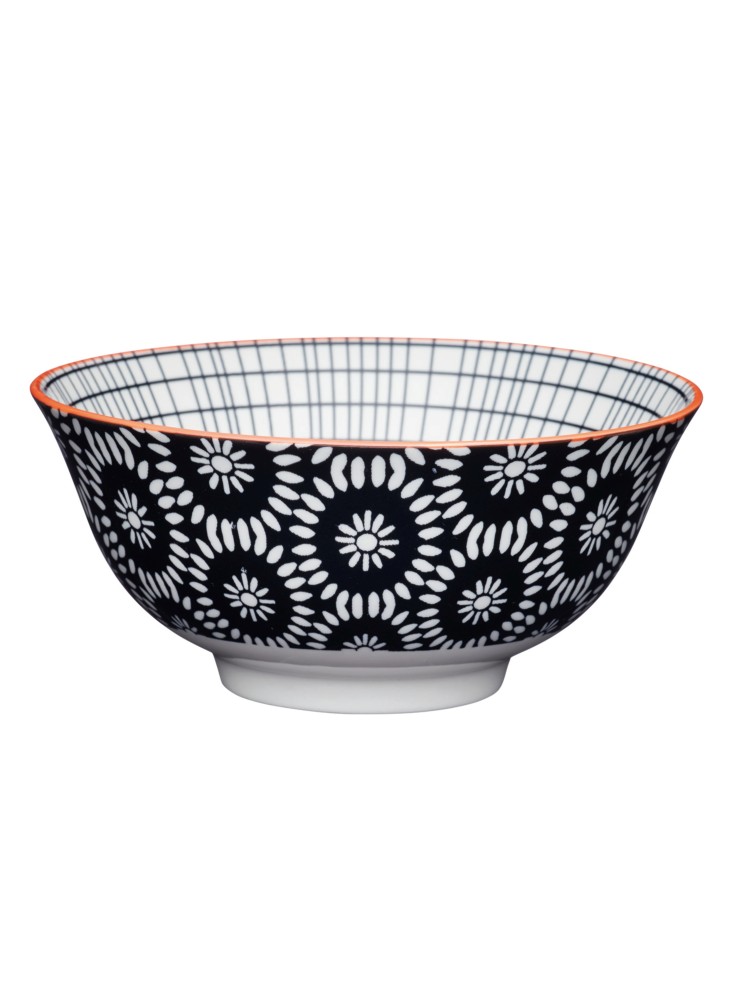 KitchenCraft Black Swirl Centred Ceramic Bowls