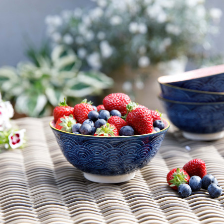 KitchenCraft Blue Arched Pattern Ceramic Bowls