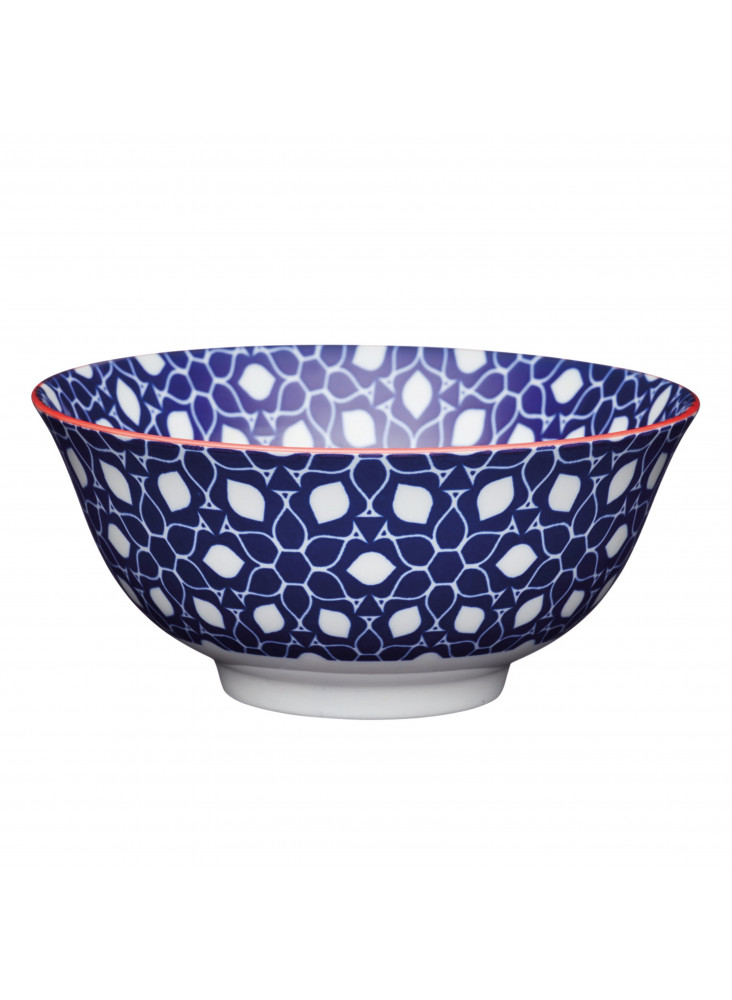 KitchenCraft Blue Floral Geometric Print Ceramic Bowls