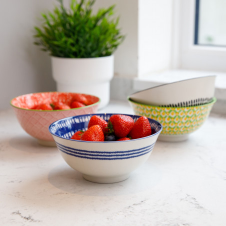 KitchenCraft Blue and White Greek Style Ceramic Bowls