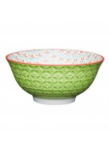 KitchenCraft Bright Green Geometric Print Ceramic Bowls