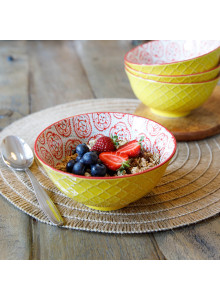 KitchenCraft Bright Yellow Floral Ceramic Bowls